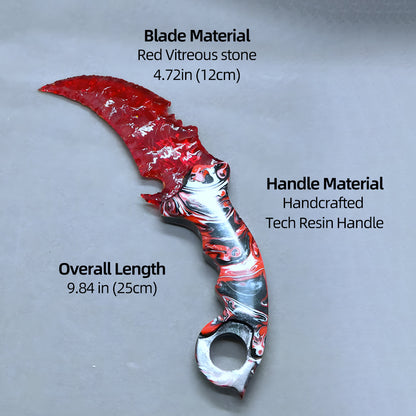 Unique Artisan Creation: Handcrafted Custom Natural Stone Knife, Serrated, Odd-shaped “Claw Knife” ZZ05