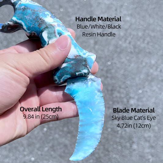 Unique Artisan Creation: Handcrafted Custom Natural Stone Knife, Serrated Blade “Claw Knife” ZZ11